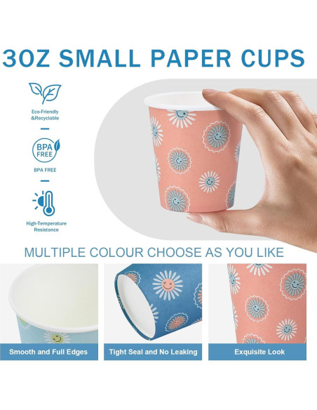 Vasos de Papel Desechables SIUQ 3 oz - Paquete 1200 Unidades