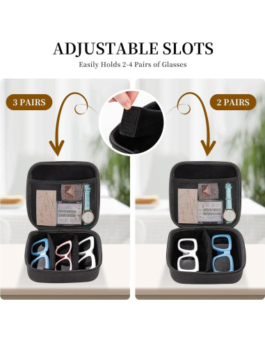 Estuche Organizador de Gafas de Sol Negro 4 Compartimentos