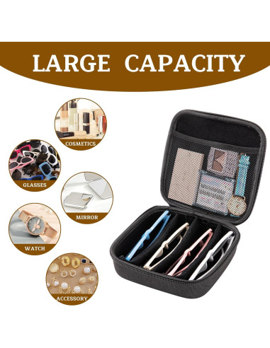 Estuche Organizador de Gafas de Sol Negro 4 Compartimentos