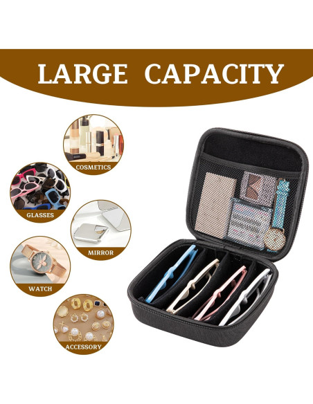 Estuche Organizador de Gafas de Sol Negro 4 Compartimentos