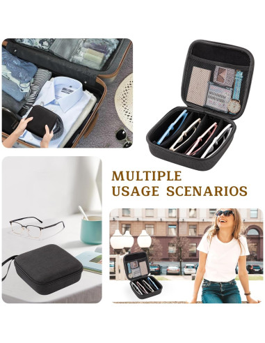 Estuche Organizador de Gafas de Sol Negro 4 Compartimentos