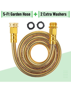Manguera de Jardín UNCO 1.52m Acero Inoxidable Dorado 2
