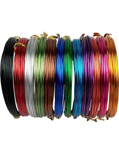 12 Rollos Alambre de Aluminio 1mm 5m para Manualidades DIY