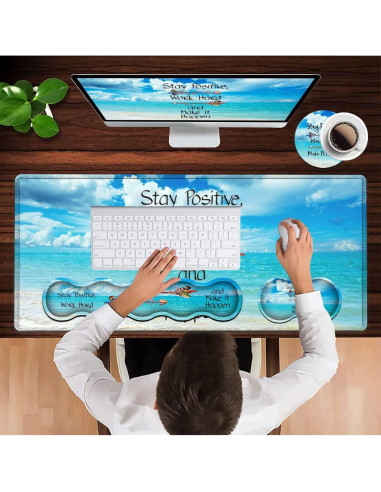 Set Reposamuñecas Ergonómico JVGFYNKL + Alfombrilla XXL 80x30cm