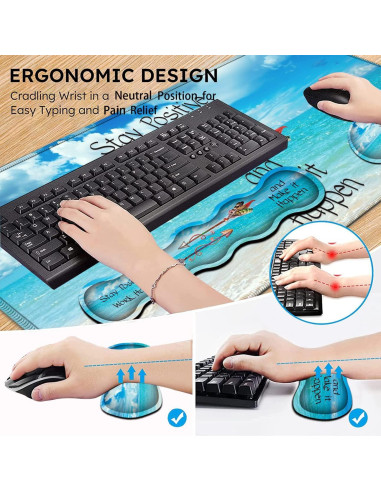 Set Reposamuñecas Ergonómico JVGFYNKL + Alfombrilla XXL 80x30cm