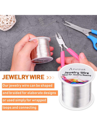 Alambre de Joyería Anezus 22 Calibres Cobre Plateado 45m