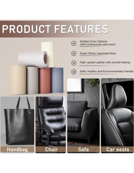 Parche de Reparación de Cuero Yikda 10.16x160.02 cm Negro