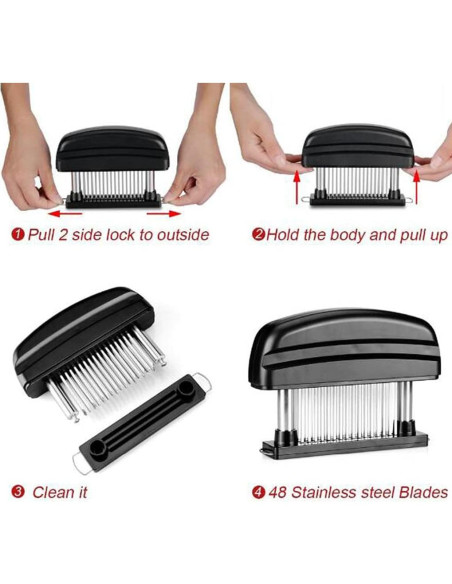 Abrelatas de Carne Hoshen 48 Agujas Acero Inoxidable Negro