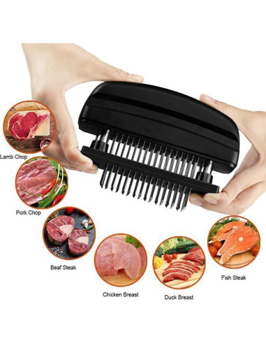 Abrelatas de Carne Hoshen 48 Agujas Acero Inoxidable Negro