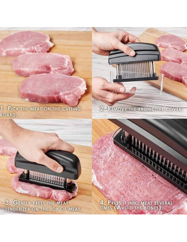 Abrelatas de Carne Hoshen 48 Agujas Acero Inoxidable Negro