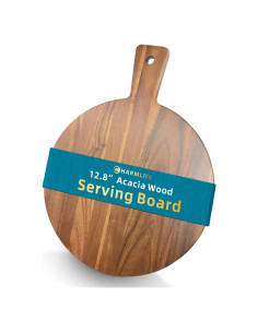 Tabla de cortar redonda Charmlife de madera de acacia 40.6x33 cm