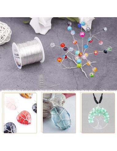 Alambre de Joyería Anezus 22 Calibres Cobre Plateado 45m