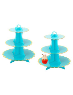 Soporte para Cupcakes MRPAPA 3 Niveles Azul 24 Cupcakes