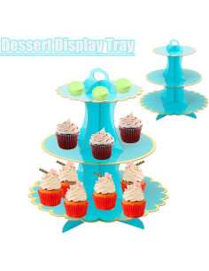 Soporte para Cupcakes MRPAPA 3 Niveles Azul 24 Cupcakes 2