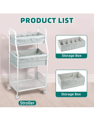 Carro Rodante de Utilidad Moteph 3 Niveles Gris 39x29x78cm