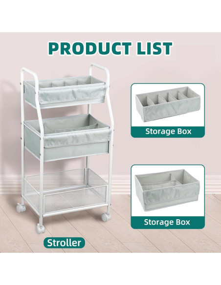 Carro Rodante de Utilidad Moteph 3 Niveles Gris 39x29x78cm