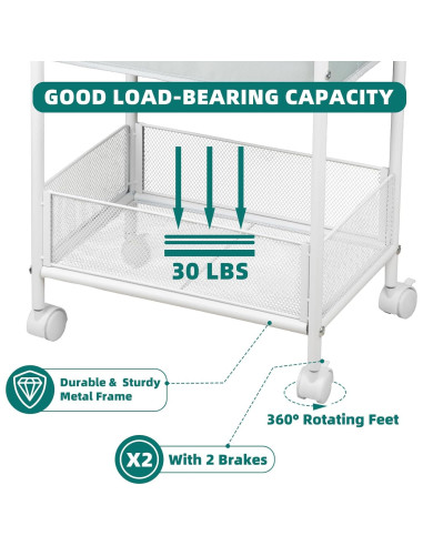 Carro Rodante de Utilidad Moteph 3 Niveles Gris 39x29x78cm