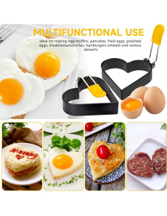 Anillo de Huevo Antiadherente LTWQLing - 2 Piezas Corazón 2