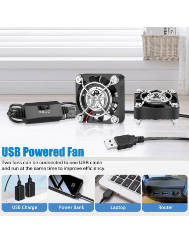 Ventiladores USB GDSTIME 40mm Silenciosos 2-Pack 5V DC