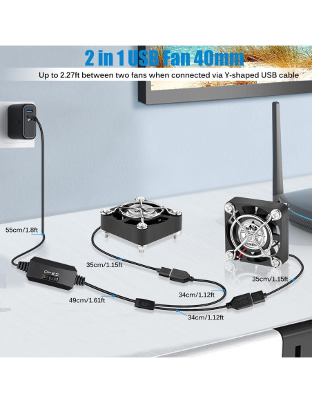 Ventiladores USB GDSTIME 40mm Silenciosos 2-Pack 5V DC