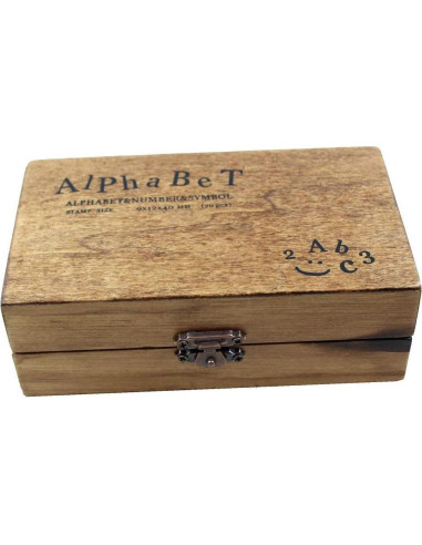 Estone 70pcs Sello de Goma Alfabeto en Caja de Madera