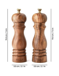 Molinillo de Sal y Pimienta Bill.F Acacia 19.3 cm Ajustable 2