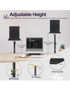 Soporte de Altavoz de Escritorio OUKMIC Ajustable 34-46 cm 2