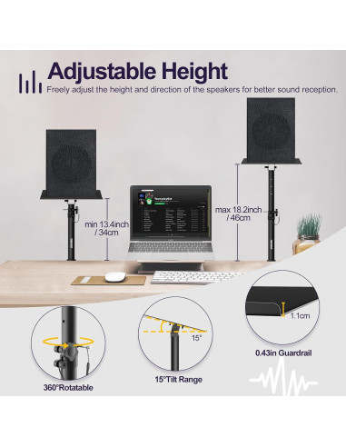 Soporte de Altavoz de Escritorio OUKMIC Ajustable 34-46 cm