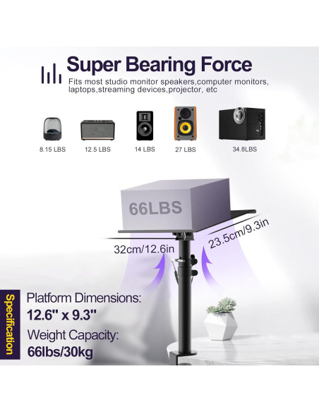 Soporte de Altavoz de Escritorio OUKMIC Ajustable 34-46 cm