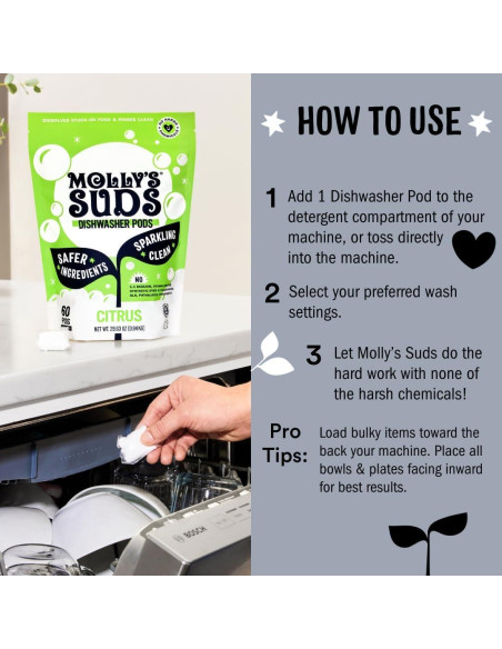 Bolsas de Detergente para Lavavajillas Molly's Suds 120 Unidades