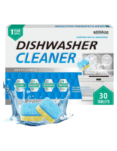 30 Tabletas Limpiadoras ROOAUG para Lavavajillas - Efecto Desodorante