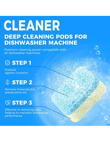 30 Tabletas Limpiadoras ROOAUG para Lavavajillas - Efecto Desodorante