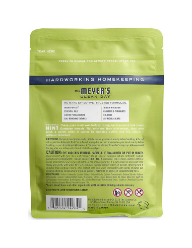 Cápsulas Automáticas para Lavavajillas Mrs. Meyer's 20 Unidades Verbena de Limón