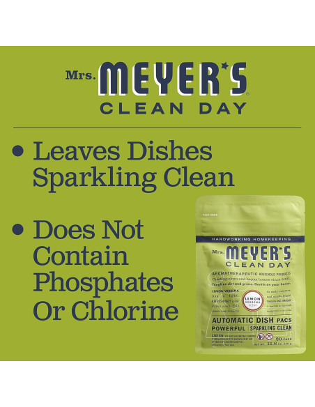 Cápsulas Automáticas para Lavavajillas Mrs. Meyer's 20 Unidades Verbena de Limón