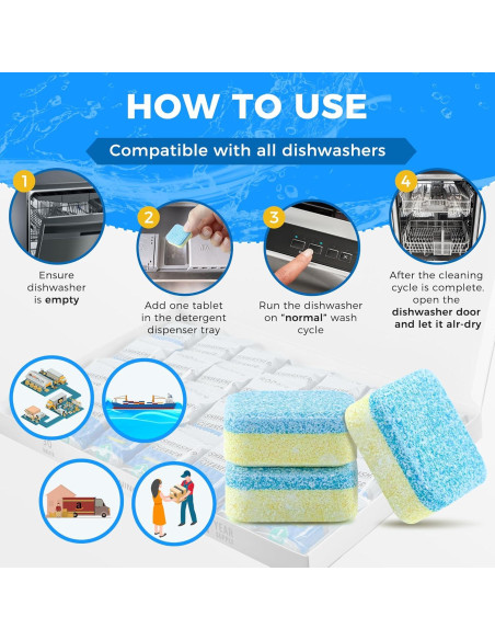 30 Tabletas Limpiadoras ROOAUG para Lavavajillas - Efecto Desodorante