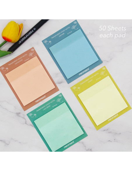 Notas Adhesivas Transparentes PARTSPOWER 4 Paquetes 7.62x7.62 cm Notas Adhesivas Transparentes PARTSPOWER 4 Paquetes 7.62x7.62 cm
