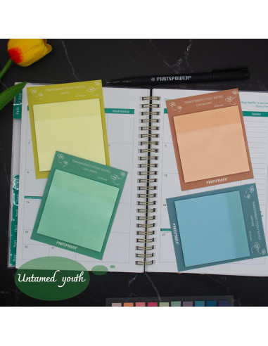 Notas Adhesivas Transparentes PARTSPOWER 4 Paquetes 7.62x7.62 cm