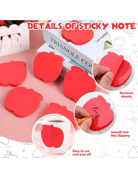 Notas Adhesivas en Forma de Manzana Kolldenn 48 Hojas Rojo