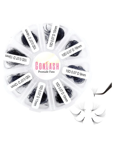 Extensiones de Pestañas GON 1000 Fans 5D Rizado D 9-16mm