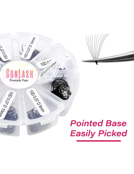Extensiones de Pestañas GON 1000 Fans 5D Rizado D 9-16mm Extensiones de Pestañas GON 1000 Fans 5D Rizado D 9-16mm