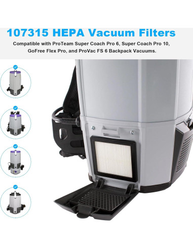 Filtro HEPA JIOTAR 107315 para Aspiradoras ProTeam - 2 Piezas