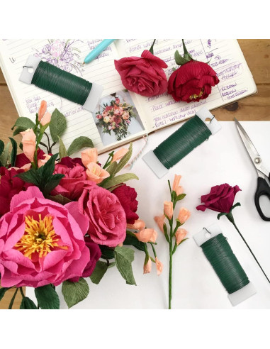 Paquete de 4 rollos de alambre floral verde 22 calibre 30 yardas