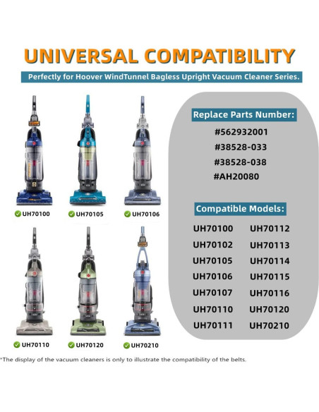 Cinturones de Reemplazo JEDELEOS para Aspiradora Hoover WindTunnel - Paquete de 2 Cinturones de Reemplazo JEDELEOS para Aspiradora Hoover WindTunnel - Paquete de 2