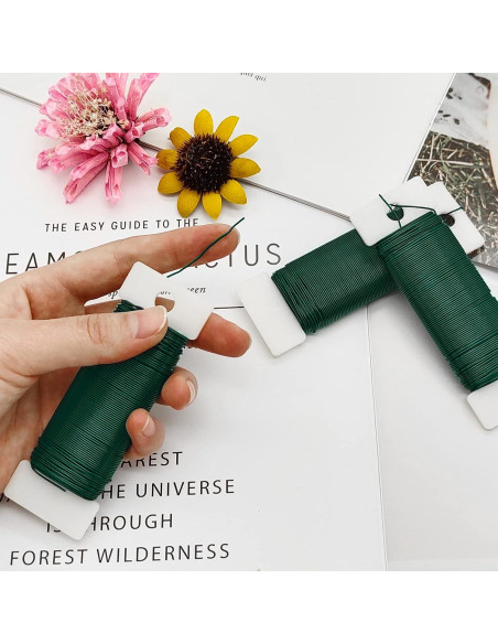 Paquete de 4 rollos de alambre floral verde 22 calibre 30 yardas Paquete de 4 rollos de alambre floral verde 22 calibre 30 yardas