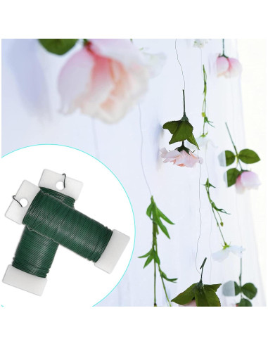 Paquete de 4 rollos de alambre floral verde 22 calibre 30 yardas