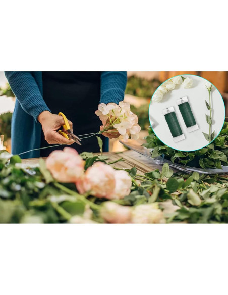 Paquete de 4 rollos de alambre floral verde 22 calibre 30 yardas Paquete de 4 rollos de alambre floral verde 22 calibre 30 yardas