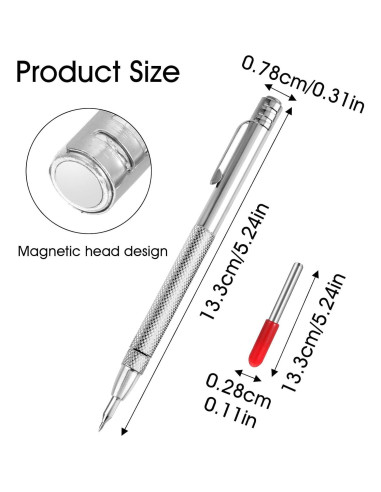 Bolígrafo de Grabado Prasacco 2 Pcs Carburo Tungsteno con Imán