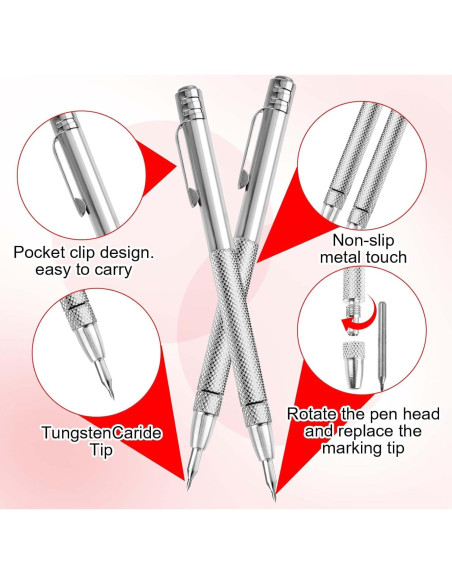 Bolígrafo de Grabado Prasacco 2 Pcs Carburo Tungsteno con Imán