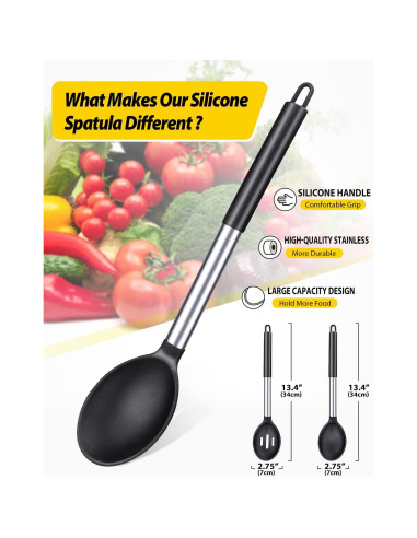 Paquete de 2 Cucharas de Cocina de Silicona BUNDLEPRO - Antiadherente y Resistentes al Calor