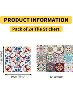 Calcomanías de Azulejos Mexicanos Retro 24 Piezas 10x10cm 2